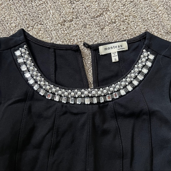 Little black dress with pearl and crystal trim - Picture 6 of 6